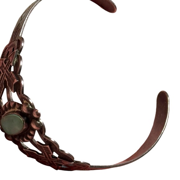 Vintage coin silver Navajo southwestern turquoise etched cuff bracelet - Picture 10 of 10